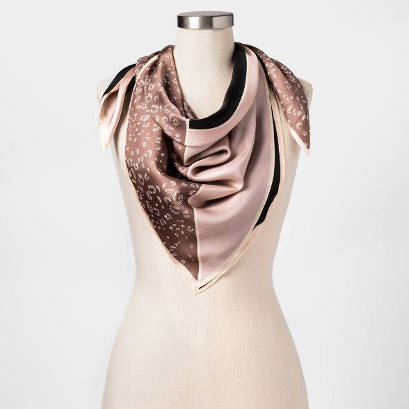 Women's Leopard Print Silk Square Scarf - A New Day™ Tan One Size | Target