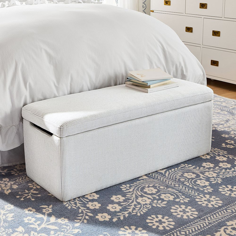 Oxford Stripe Chambray End-of-Bed Storage Bench (42.5") | Pottery Barn Teen