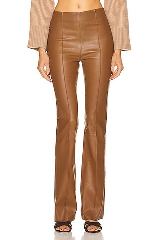REMAIN Floral Bootcut Leather Pant in Brown | FWRD 
