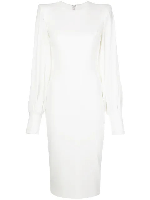 structured shoulder billowed sleeve dress | Farfetch (US)