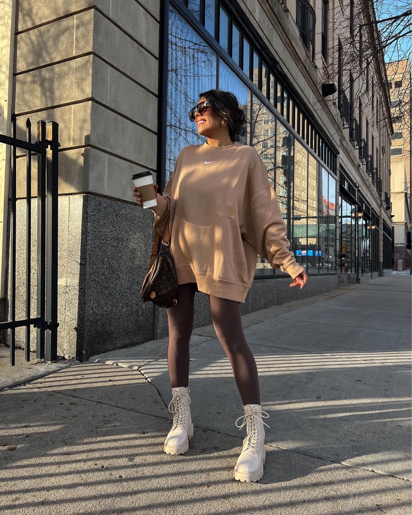 Resharing this cute Nike look! I am wearing an oversized Nike pullover in size  small, aerie leggings size small, and beige combat boots (similar linked) 

Fall outfit 
Nike 
Leggings 


#LTKstyletip #LTKSeasonal #LTKfindsunder50