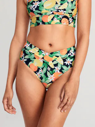 Matching High-Waisted Cross-Front Bikini Swim Bottoms for Women | Old Navy (US)