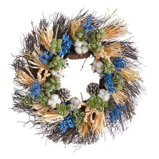 22" Cotton, Eucalyptus, Berries & Pinecones Artificial Fall Wreath | Michaels | Michaels Stores