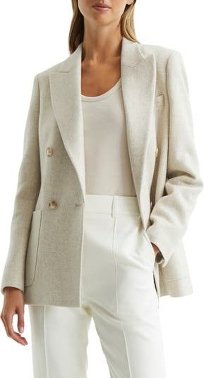 Reiss Amber Double Breasted Wool Blend Jacket Grey Jacket Jackets Grey Blazer Work Wear | Nordstrom