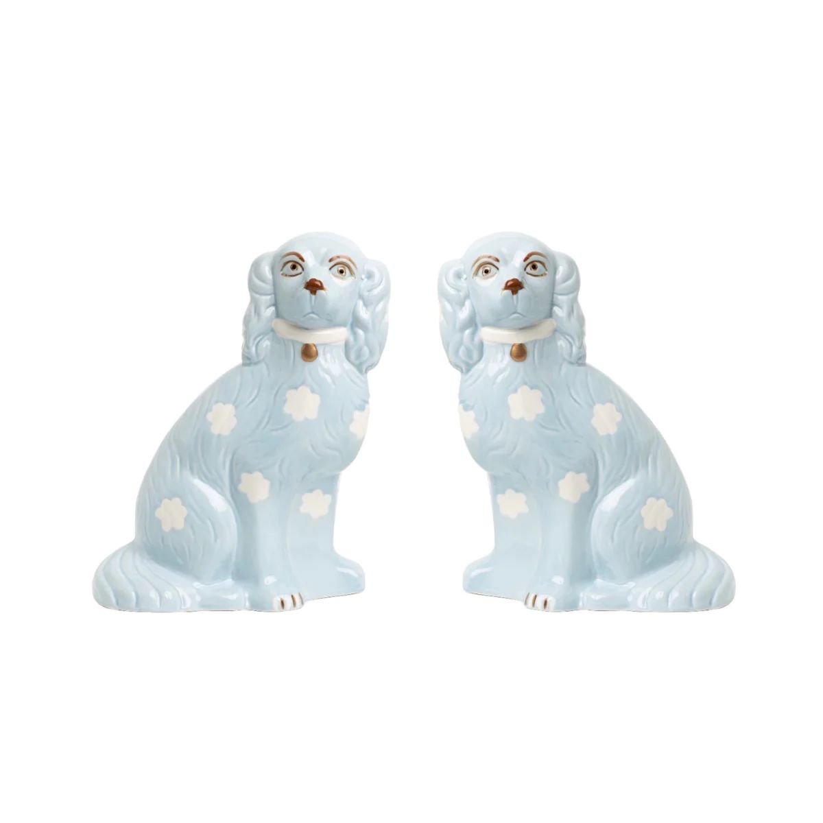 Pale Blue Porcelain Staffordshire Dogs | Sea Marie Designs