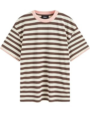 CIDER Women Striped Tops Oversized Loose Crew Neck T-Shirts Short Sleeve Casual Summer Tee Shirts | Amazon (US)