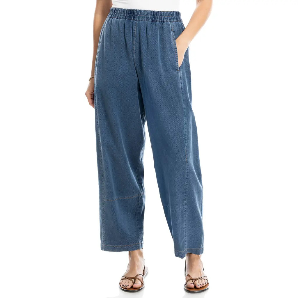 MAX STUDIO Pique Barrel Leg Ankle Pants in Indigo at Nordstrom Rack, Size X-Small | Nordstrom Rack