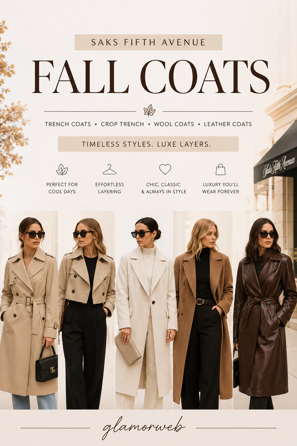 If you're building a timeless fall wardrobe, these Saks Fifth Avenue coats deserve a spot on your wishlist. Think classic trench coats, cropped trenches, elegant wool coats, and statement leather jackets that you'll wear year after year. Save now for endless fall outfit inspiration.

#LuxuryFashion #FallTrends #FallCoats #TrenchCoatStyle #CropTrench #LeatherCoats #WoolCoat #AutumnFashion #NeutralWardrobe #CozyStyle #FashionIdeas #PinterestFinds #LTKFashion #ClassicStyle #WardrobeInspo 

 #LTKSeasonal #LTKU #LTKSaleAlert