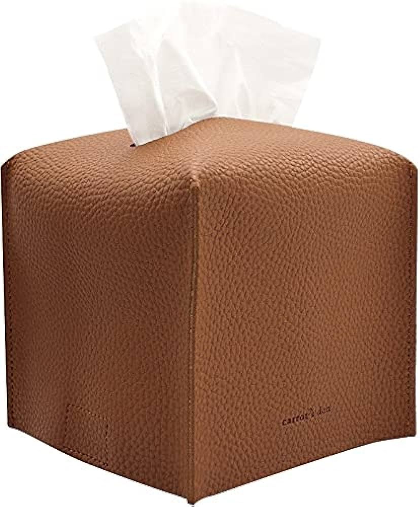 Tissue Box Cover Holder, Square with Bottom Belt by Carrot's Den - PU Leather Decorative Organize... | Amazon (US)