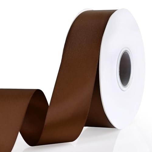 Showin Brown Ribbon, Double Face 1 1/2 Inch x Continuous 50 Yards Brown Satin Ribbon for Gift Wrapping, Wedding Decoration and Floral Bouquets | Amazon (US)