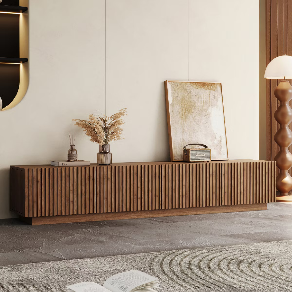 Luck Live Mid-Century Modern 86.61" TV Stand and Media Console & Entertainment Centers with Large... | Target