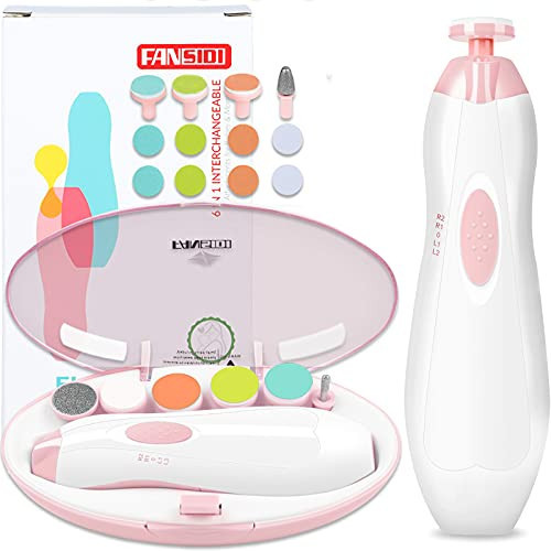 Baby Nail Trimmer Electric, FANSIDI Baby Nail File Infant Nail Clippers with 10 Grinding Pads 8 Sandpapers for Newborn Infant Toddler or Adults Toes Fingernails Care - AA Battery Operated (White/Pink) | Amazon (US)