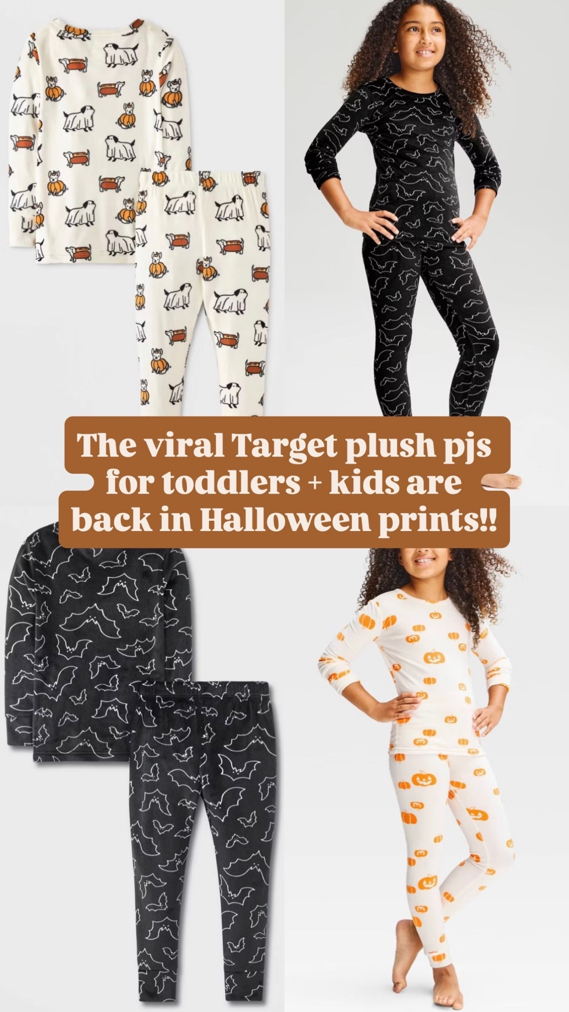 The viral plush pjs for toddles and kids are back at Target in Halloween prints!!!

STORY