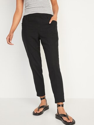 High-Waisted Cropped Linen Pants for Women | Old Navy (US)