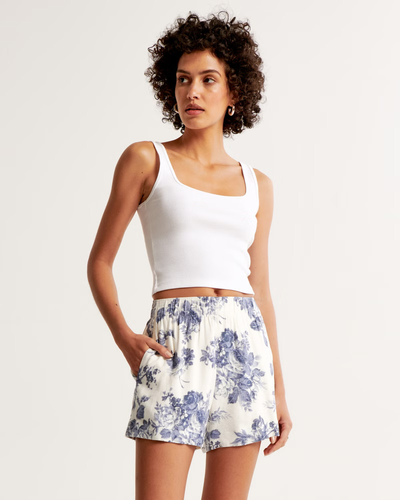 Women's Linen-Blend Pull-On Short | Women's Bottoms | Abercrombie.com | Abercrombie & Fitch (US)