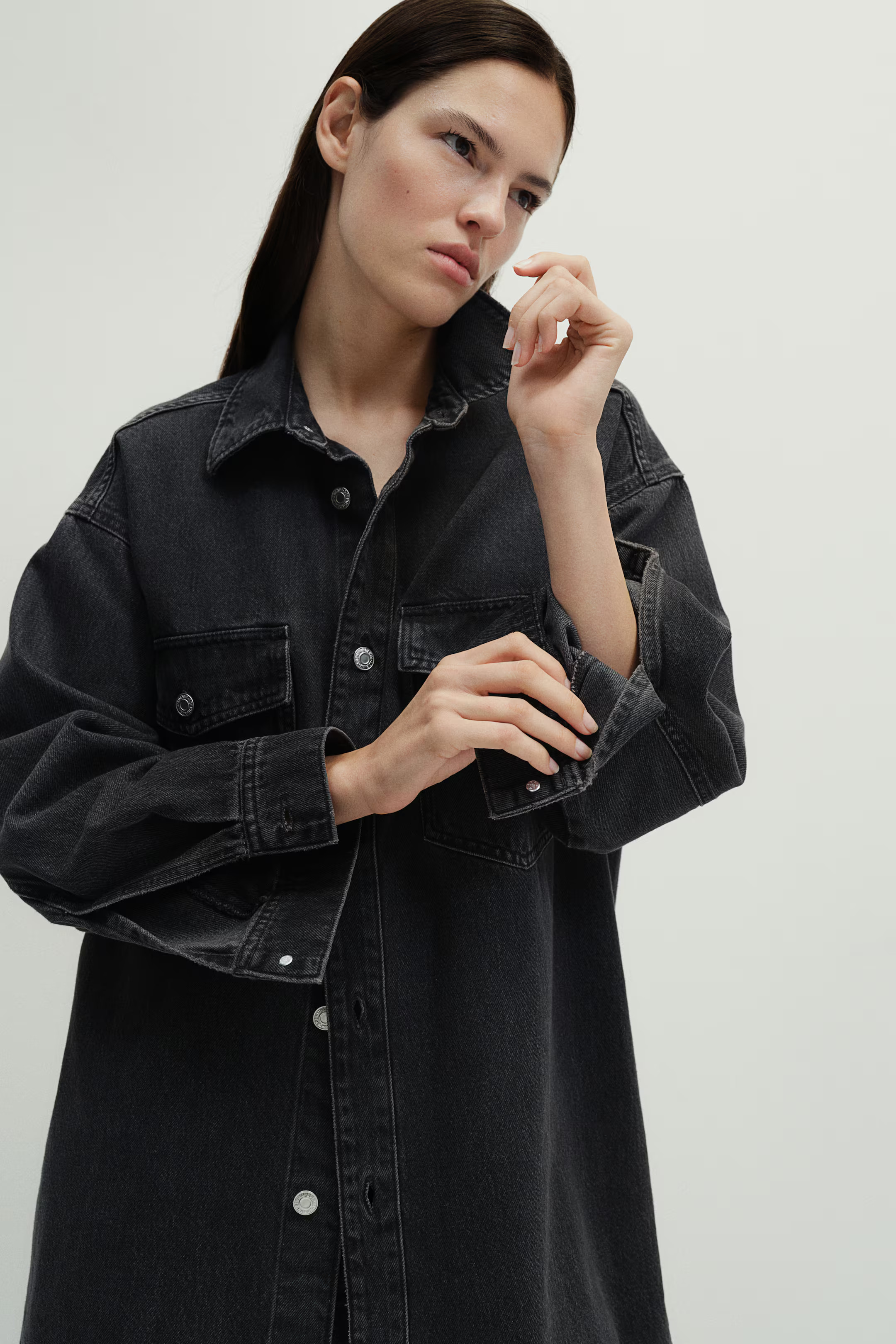 Oversized Denim Shirt - Black - Ladies | H&M US | H&M (US + CA)