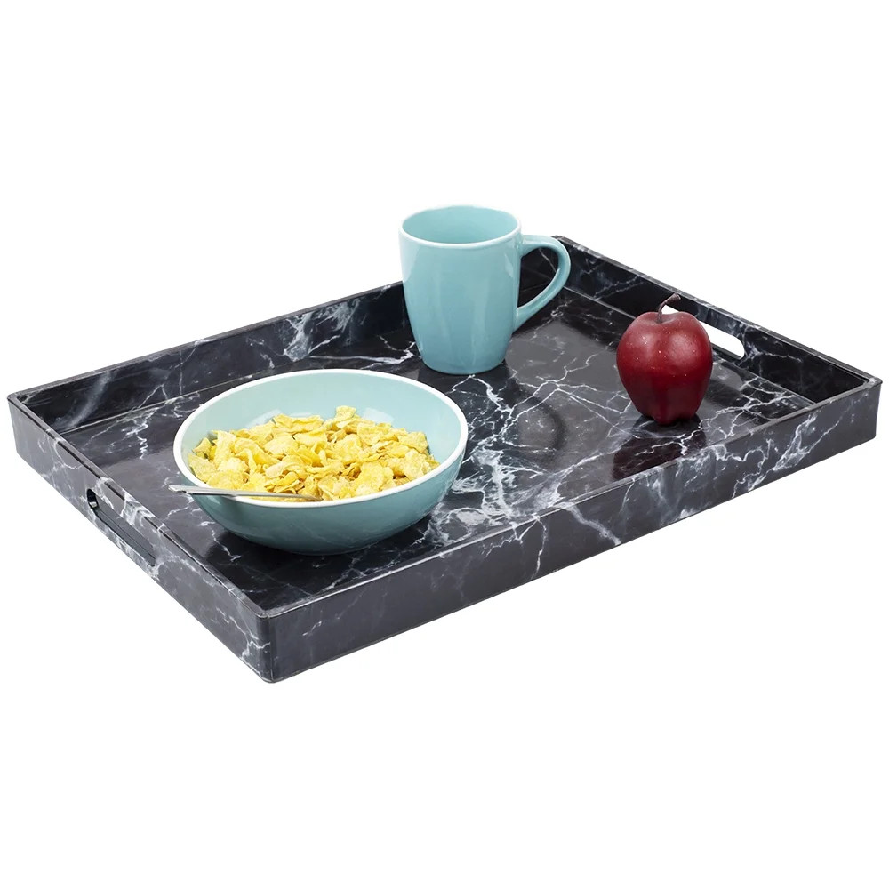 Home Basics Faux Marble Vanity Tray, Black | Walmart (US)