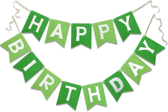 Green Happy Birthday Banner Greenery Theme Party Bunting Supplies Signs for Birthday Garland Nurs... | Amazon (US)