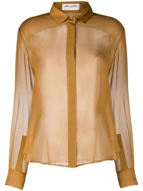 semi-sheer long-sleeve shirt | Farfetch (AU)