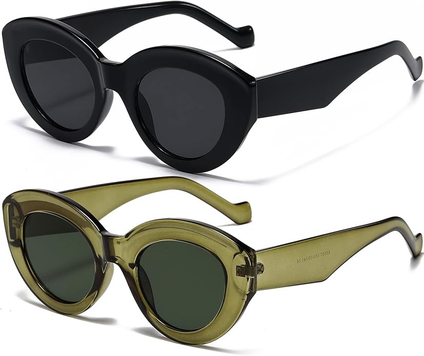 AIEYEZO Oversized Cat Eye Sunglasses for Women Cute Oval Thick Frame Cateye Sun Glasses Chic Retr... | Amazon (US)