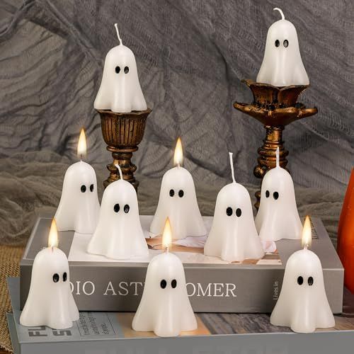 10 Pieces Halloween Ghost Candles Burning Candles Soy Wax Halloween Witch Hat Decor Candles for H... | Amazon (US)