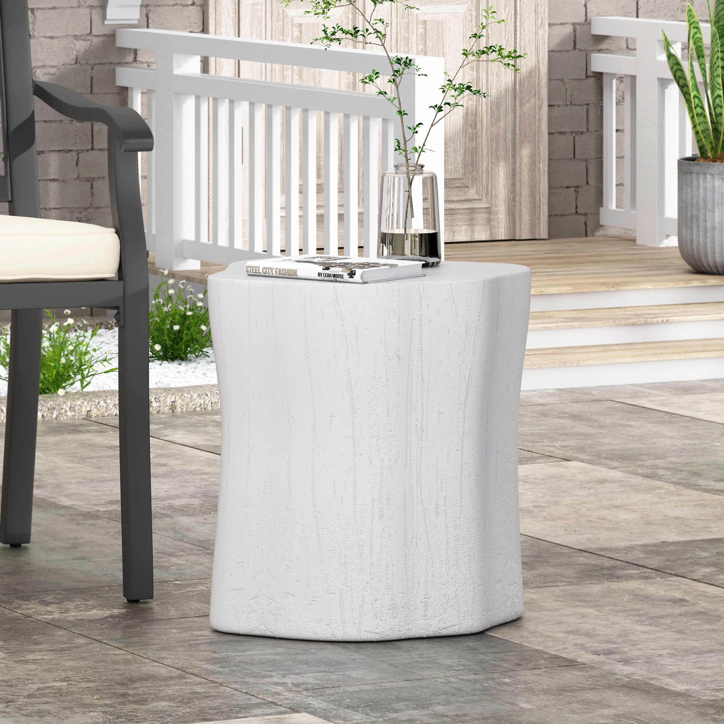 McCusker Lightweight Concrete Outdoor Side Table, Antique White - Walmart.com | Walmart (US)