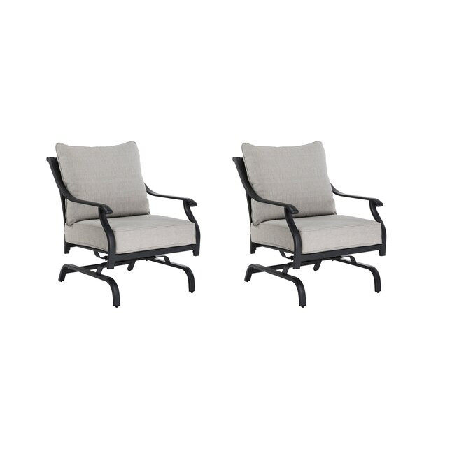Style Selections Elliot Creek Set of 2 Dark Gray Steel Frame Conversation Chair(s) with Gray Olef... | Lowe's