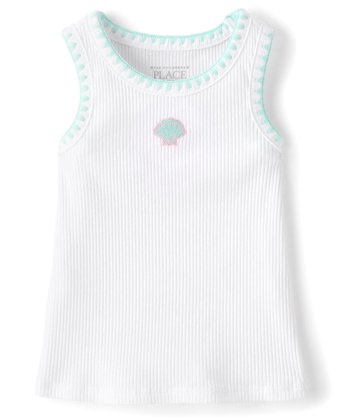 Baby And Toddler Girls Embroidered Icon Ribbed Tank Top - white | The Children's Place