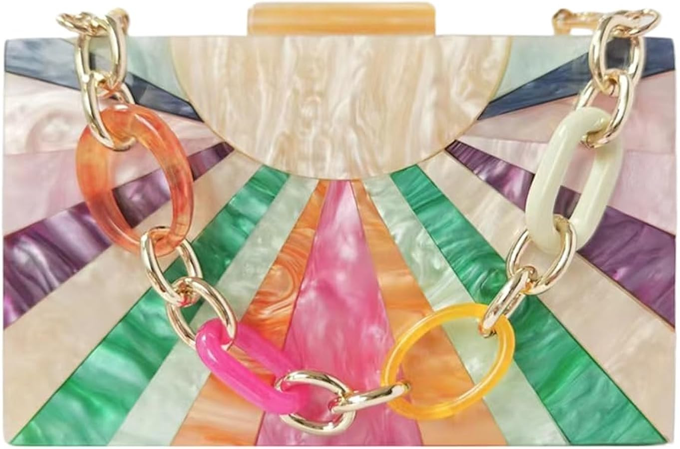 Elegant Ladies Acrylic Evening Clutch Multicolored Bag Box Stylish Marble Purse Handbag for Weddi... | Amazon (US)