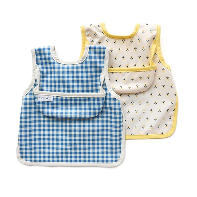 Esembly Bib for Toddler, Waterproof 2 pack - Gingham + Buds, Size 2 | Amazon (US)