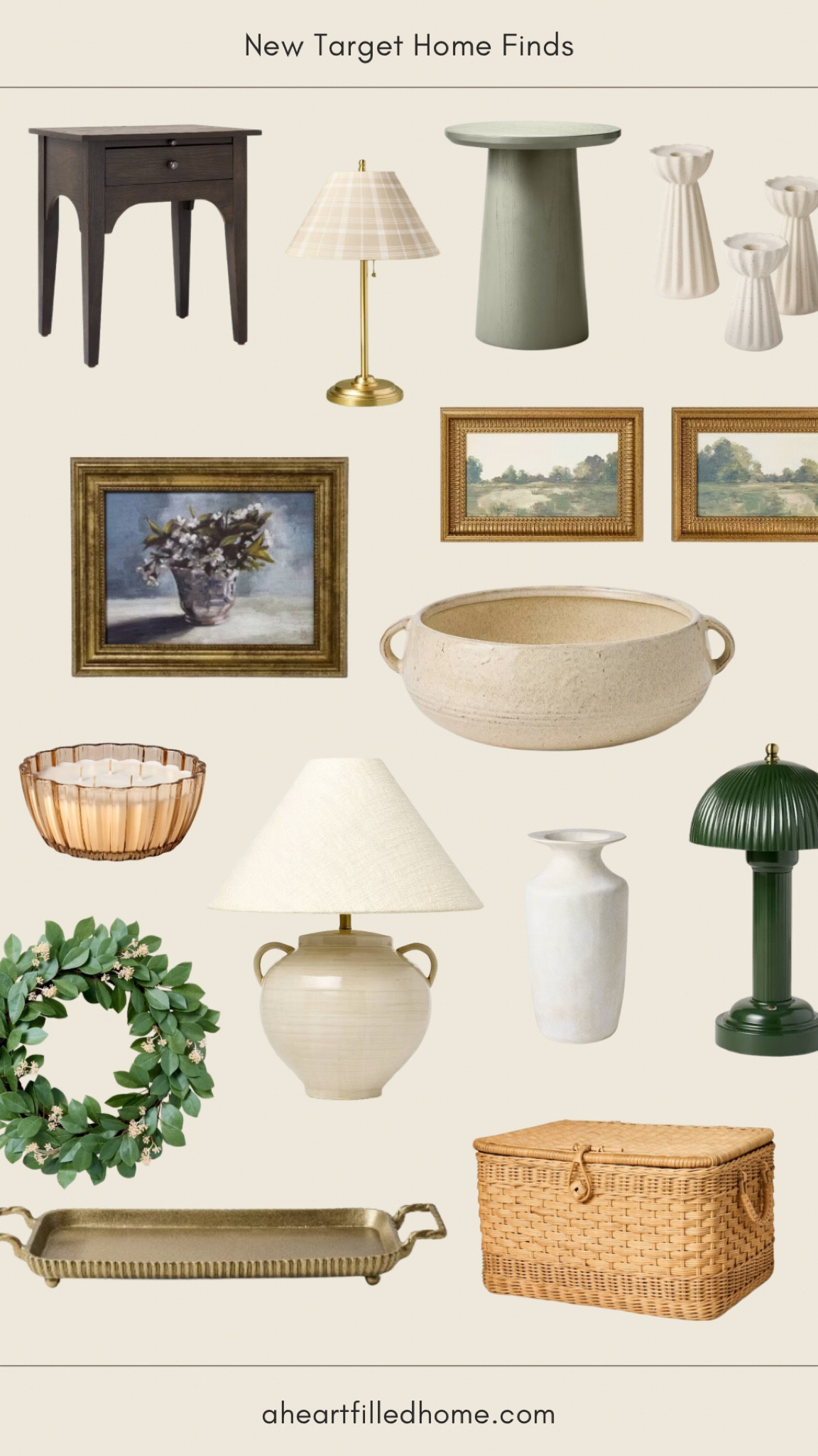 Sharing my favorite new finds from Target! Including side tables, wall art, faux wreath, lamps, baskets, candle holders, and more! #targetfinds 

#LTKHome #LTKFindsUnder50 #LTKFindsUnder100