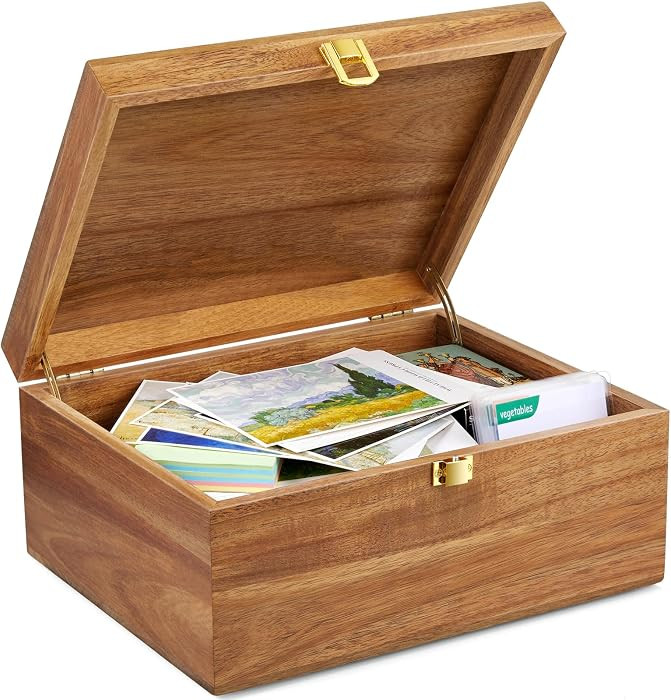 DRASTAR Wooden Keepsake Box, Large Acacia Storage Memory Box with a Hinged Lid for Crafts and Pho... | Amazon (US)
