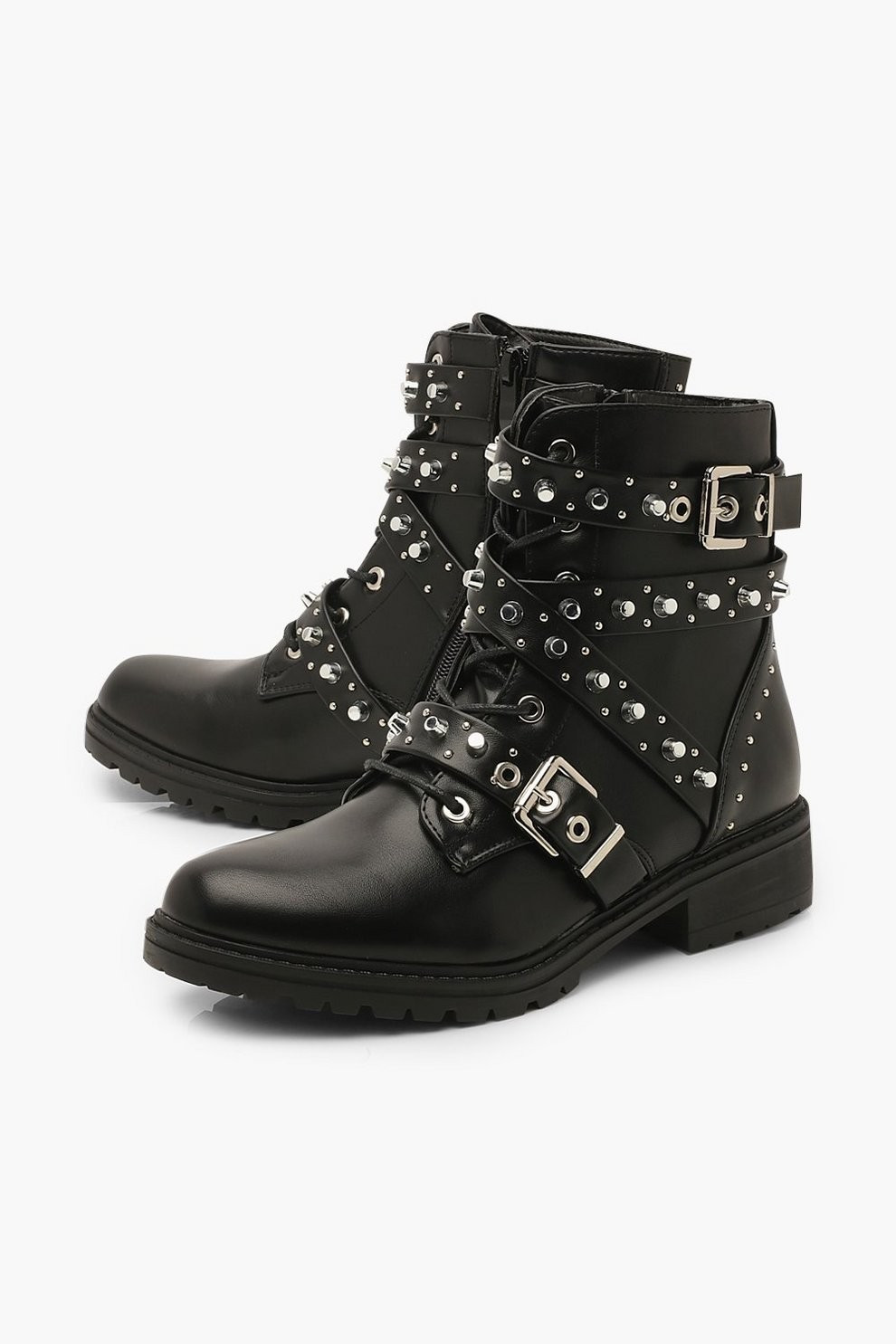 Stud Detail Chunky Hiker Boots | Boohoo.com (US & CA)