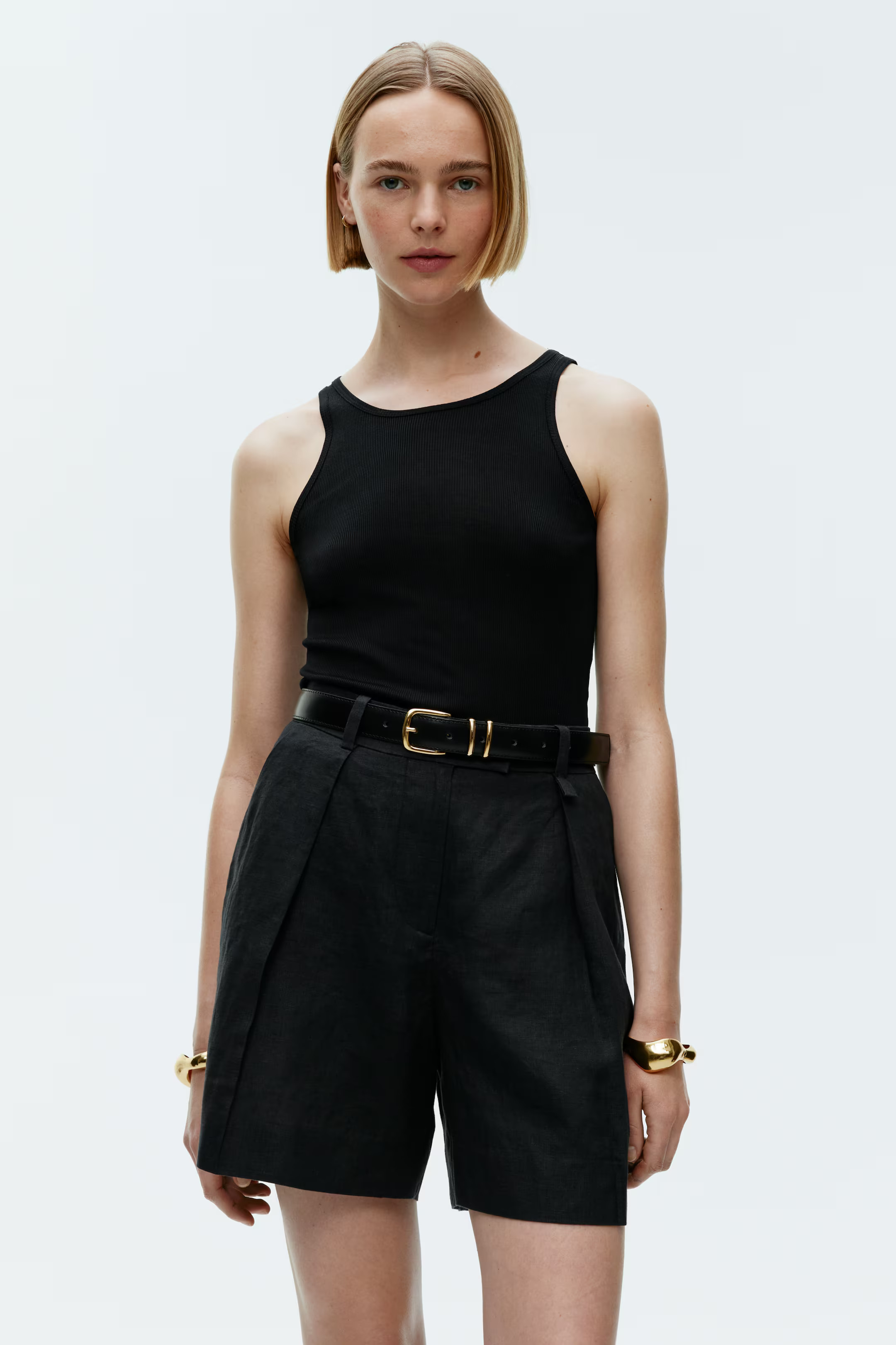High Waist Linen Shorts | H&M (UK, MY, IN, SG, PH, TW, HK)