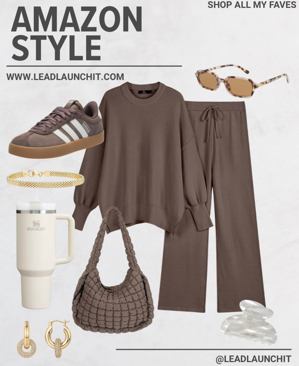 Cozy, chic, and totally on-trend 🤎
This neutral lounge set is the perfect everyday outfit—comfortable enough to live in, but styled with the right accessories and sneakers to look effortlessly put together.

From the viral tumbler to the woven bag and classic brown sneakers, this whole look is giving elevated Amazon style without the designer price tag.

Everything is linked in my LTK and Amazon storefront so you can shop the full outfit and all the accessories in one place.

#AmazonStyle #LTKFinds #NeutralAesthetic #CozyChic #ViralAmazonFinds