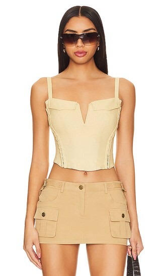 Leslie Cargo Corset Top in Toast | Revolve Clothing (Global)