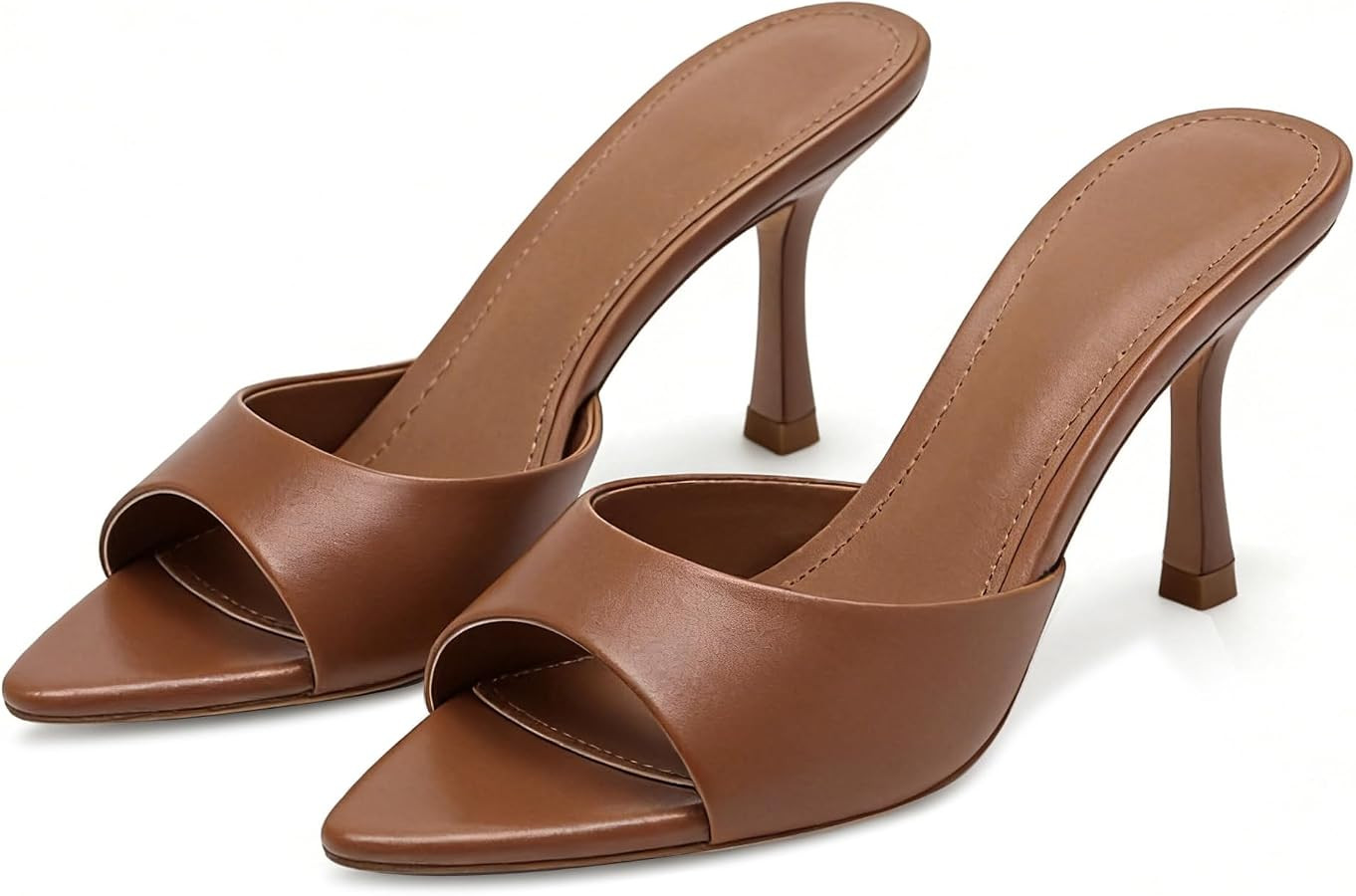 High Heel Mules for Women Slip On Open Pointed Toe Pumps Sandals | Amazon (US)