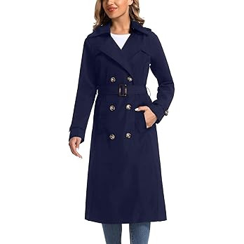 Women's Waterproof Long Trench Coat Double Breasted Length Classic Lapel Belt Coat With Removable... | Amazon (US)