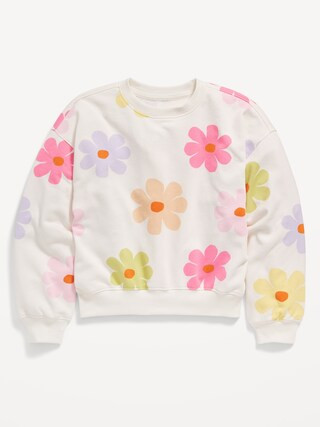 Slouchy Crew-Neck Graphic Sweatshirt for Girls | Old Navy (US)