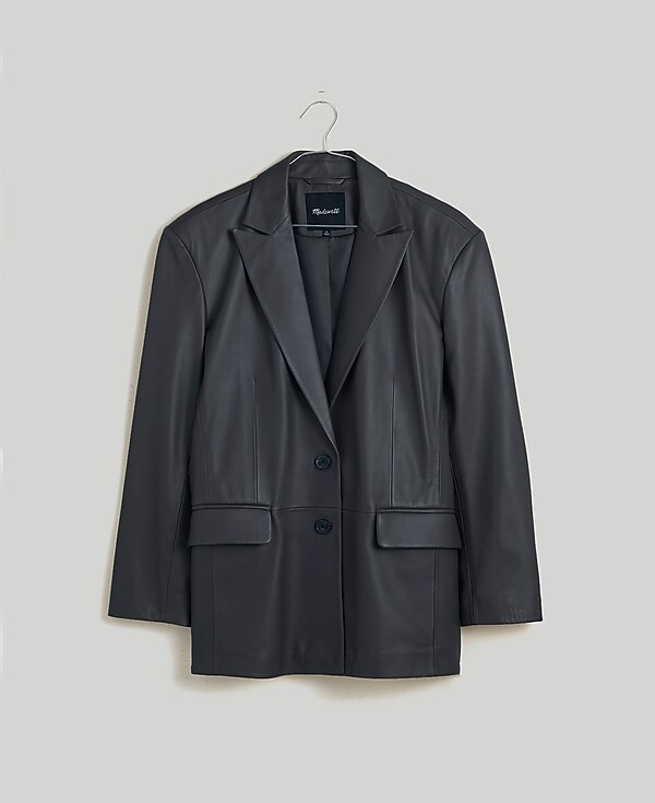 The Bedford Oversized Blazer in Leather | Madewell | Madewell
