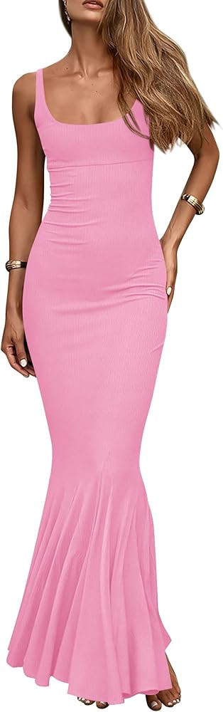 Pretty Garden Womens Summer Bodycon Long Maxi Dress Sleeveless Scoop Neck Ribbed Knit Mermaid Coc... | Amazon (US)