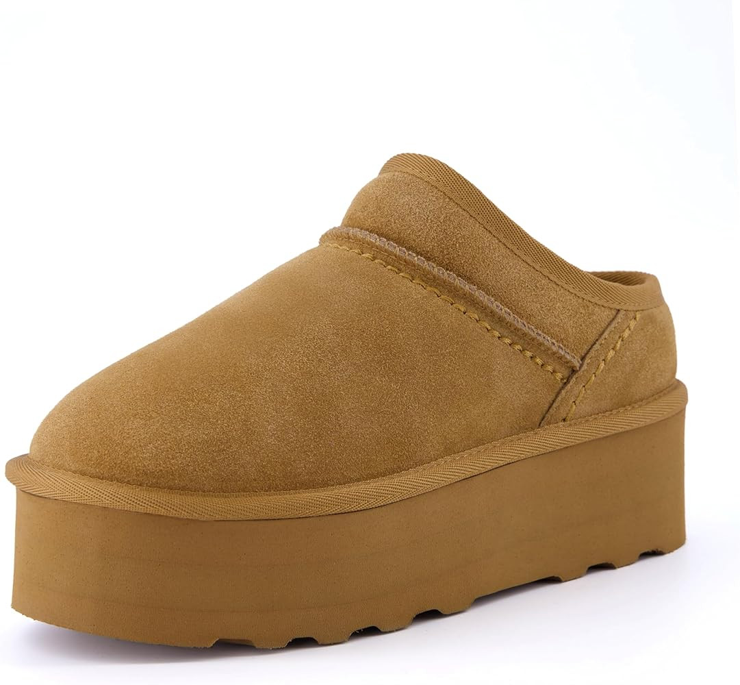 CUSHIONAIRE Women's Huggy Genuine Suede Cozy Mule Platform +Memory Foam, Wide Widths Available | Amazon (US)