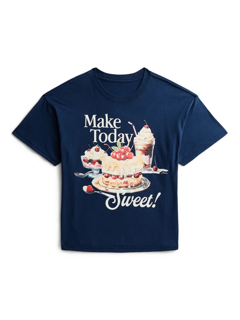 Weekend Academy Girls Oversized Graphic Tee with Short Sleeves, Sizes 4-18 | Walmart (US)