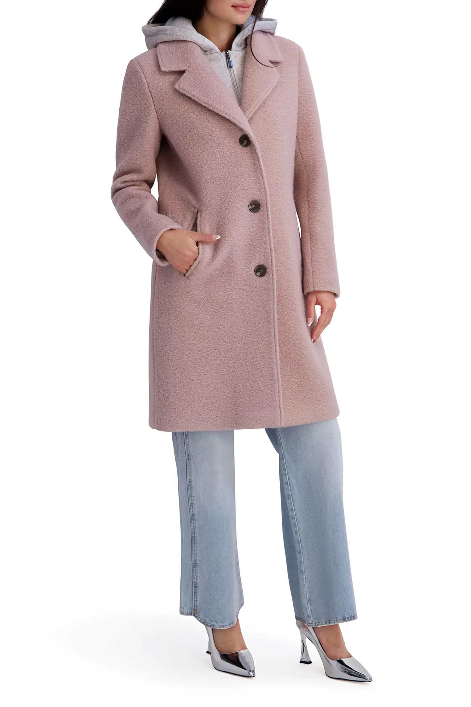 Textured Coat with Removable Hoodie Bib (Women) | Nordstrom | Nordstrom