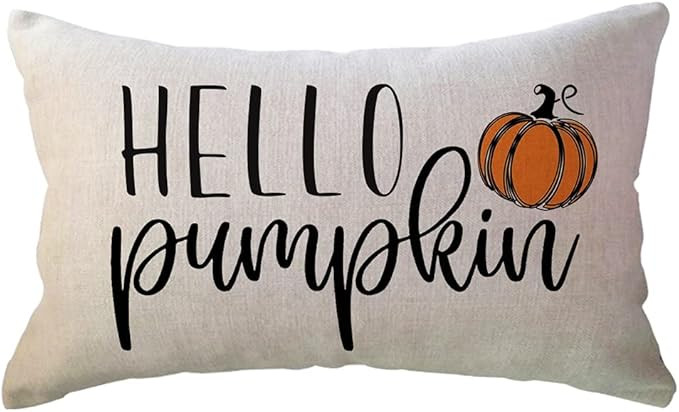 ULOVE LOVE YOURSELF Hello Pumpkin Throw Pillow Covers Autumn Fall Decor Pumpkin Pillow Case Farmh... | Amazon (US)