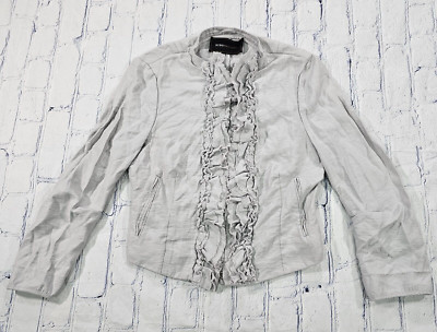 BCBG MAXAZRIA WOMENS SIZE XS Gray Blazer Jacket Top Ruffled | eBay US