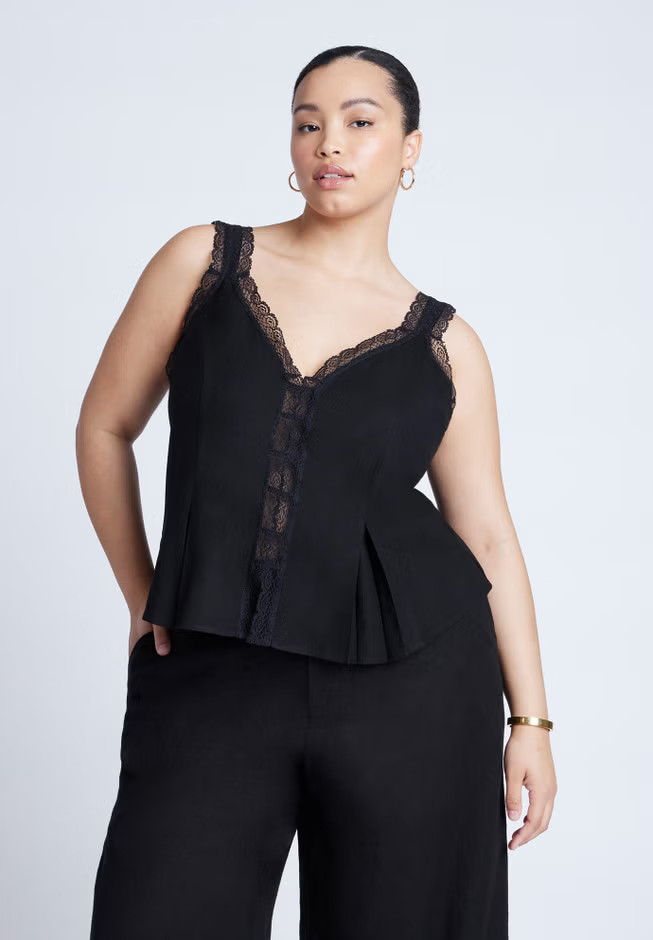 Lace Detail V-Neck Top | Eloquii