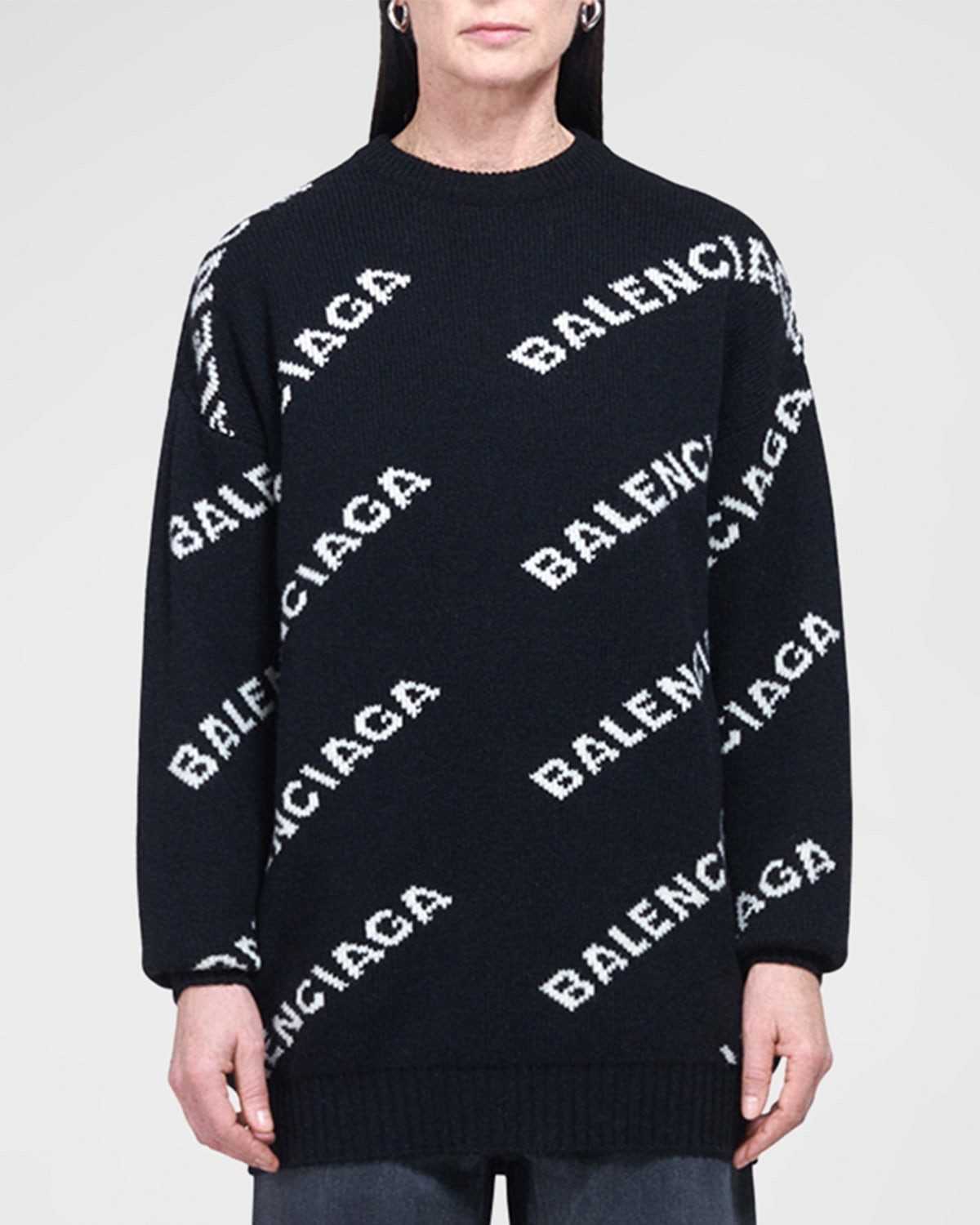 Jacquard Logo Crewneck | Neiman Marcus