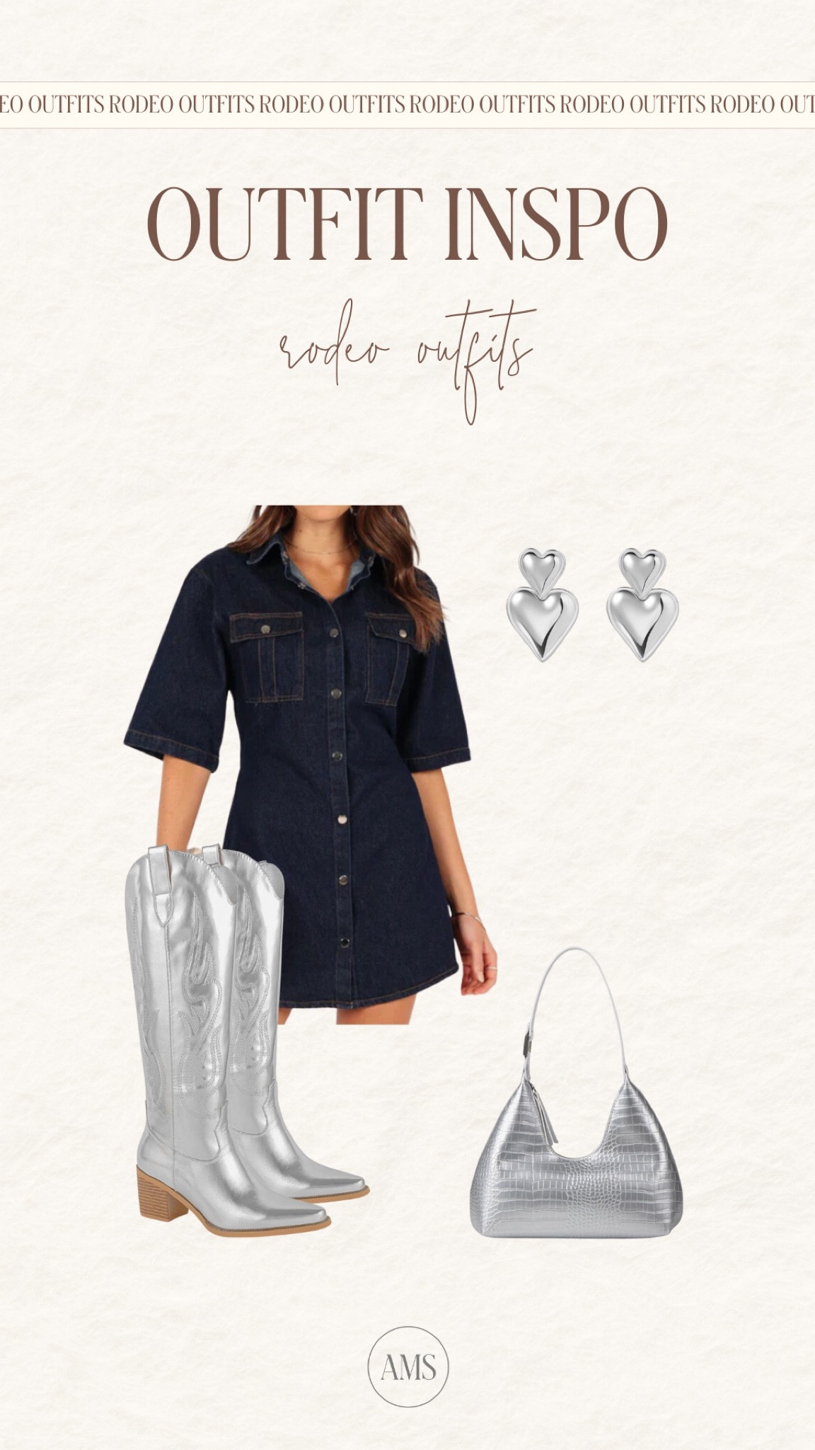 Rodeo outfit inspo! 🤠 winter outfit, denim dress, silver accessories, boots

#LTKfindsunder100 #LTKshoecrush #LTKstyletip