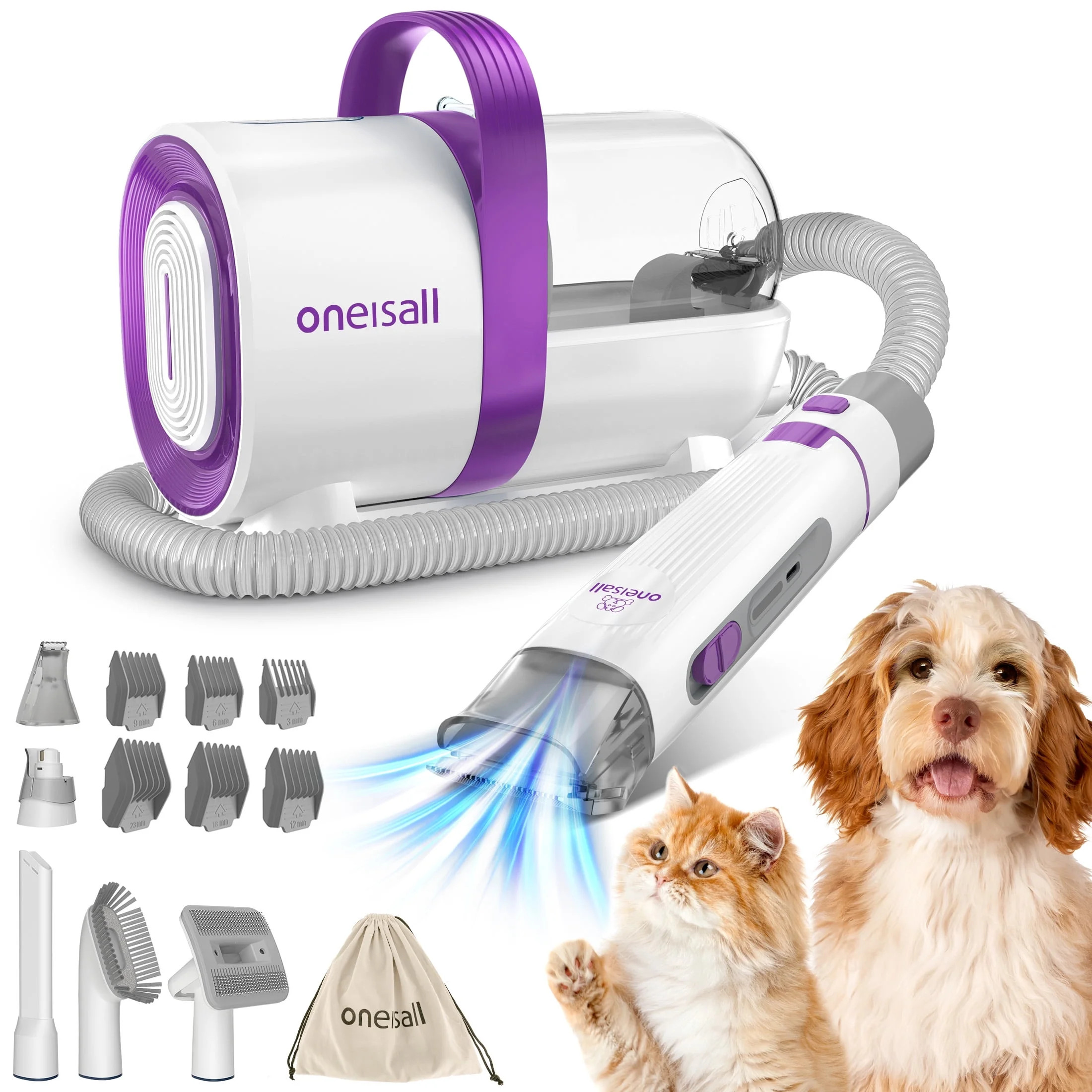 Oneisall LM3 Dog Grooming Vacuum, 8-in-1 Dog Grooming Kit, 11000Pa Super Suction Dog Hair Vacuum ... | Walmart (US)